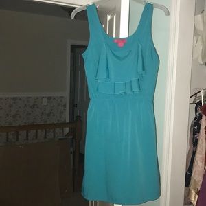 Coral dress with ruffles in front.. never worn!